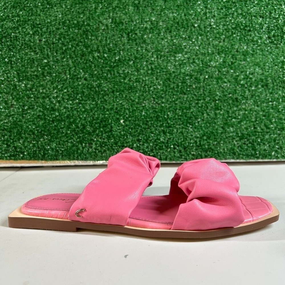 Circus NY Iggy Slide Sandals Womens 8.5 Pink Ruched Square Toe Flat